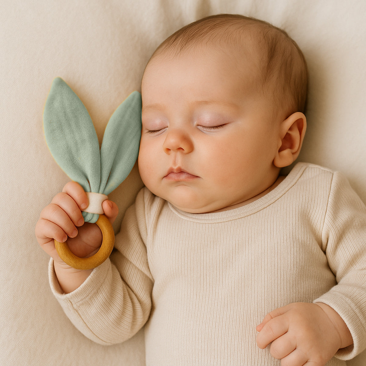 Organic Cotton Teething Ring - Green