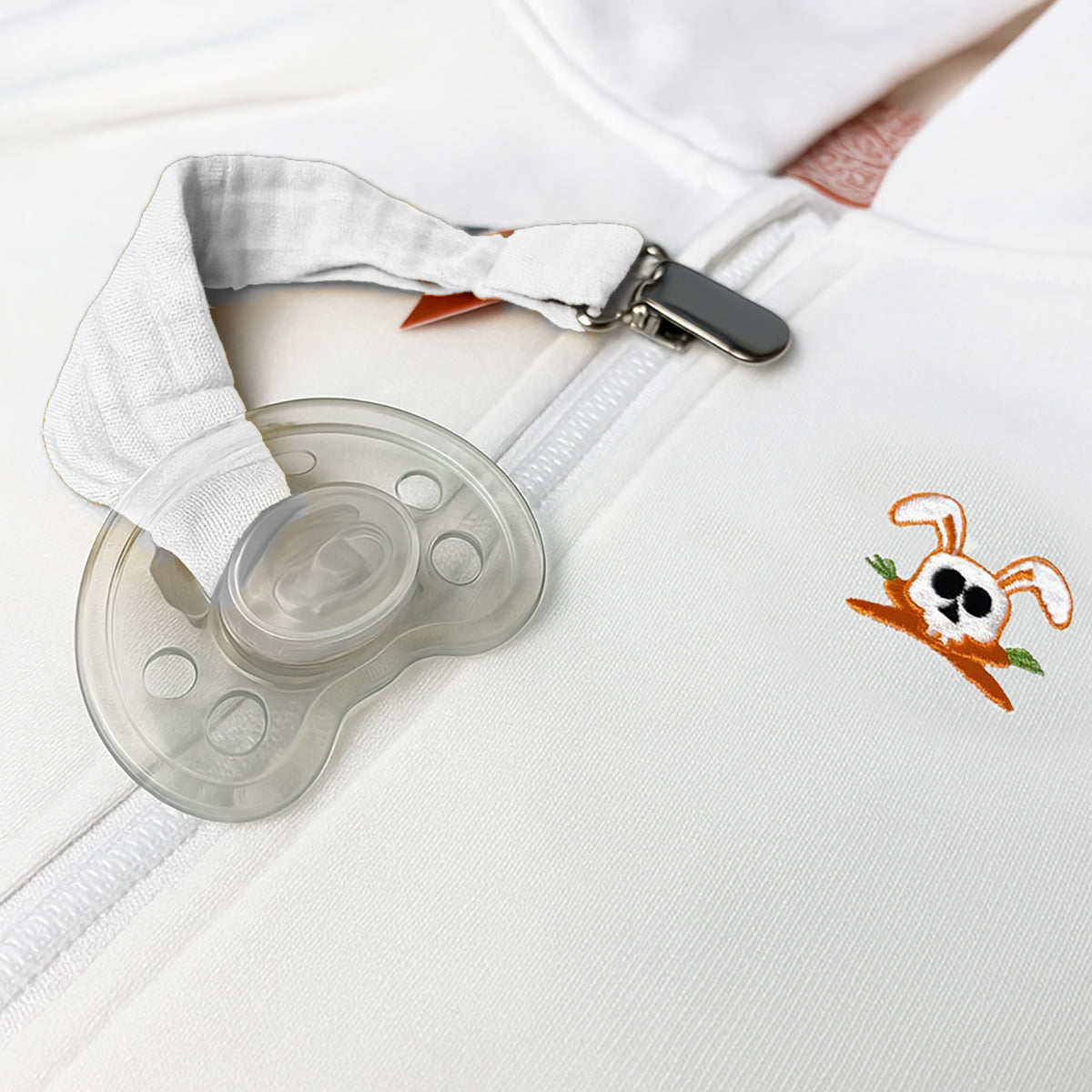 Organic Cotton Pacifier Clip - White