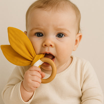 Organic Cotton Teething Ring - Honey