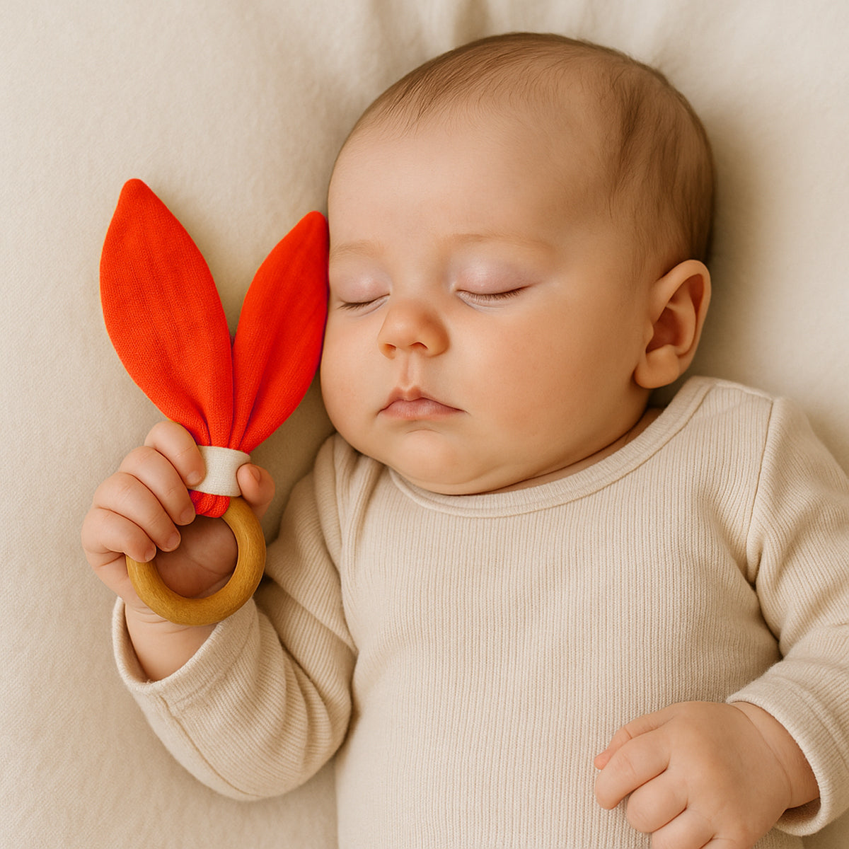 Organic Cotton Teething Ring - Strawberry