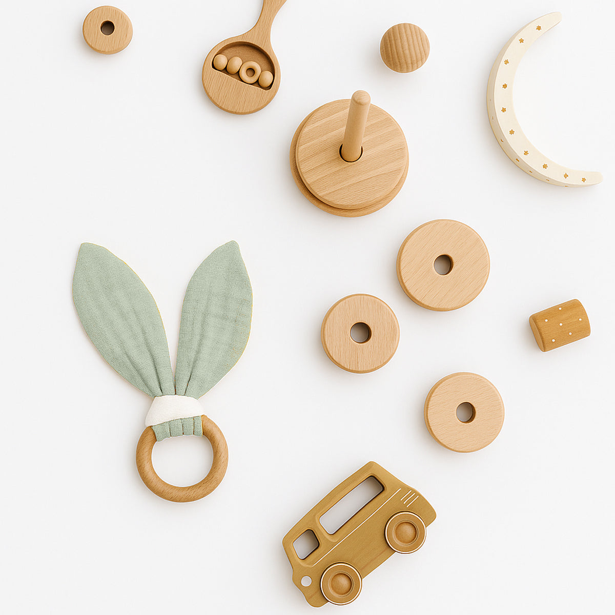 Organic Cotton Teething Ring - Green