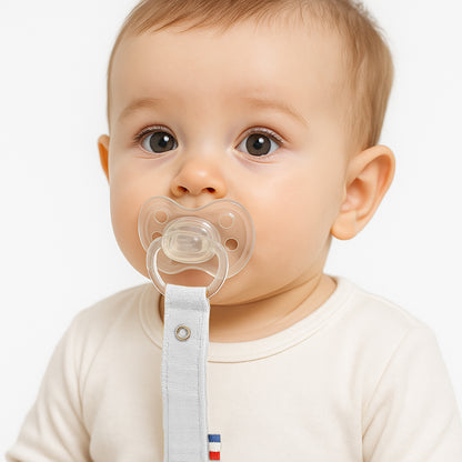 Organic Cotton Pacifier Clip - White