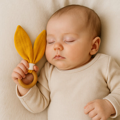 Organic Cotton Teething Ring - Honey