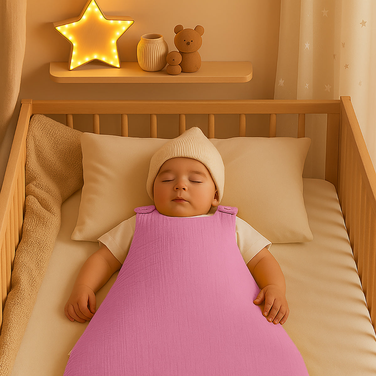 Organic Cotton Winter Sleeping Bag - Pink