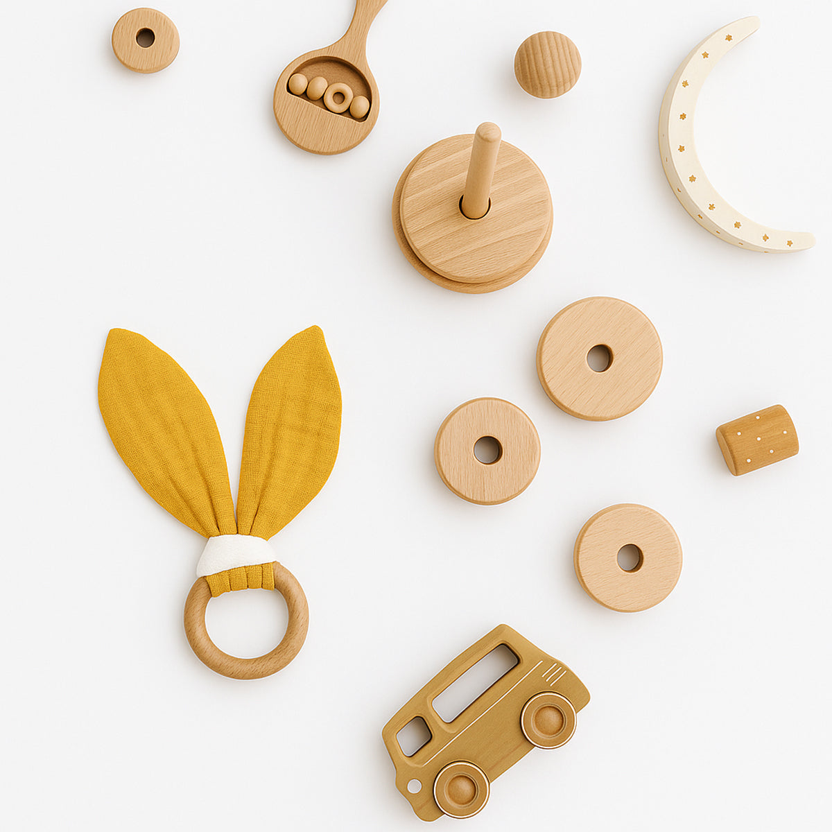 Organic Cotton Teething Ring - Honey